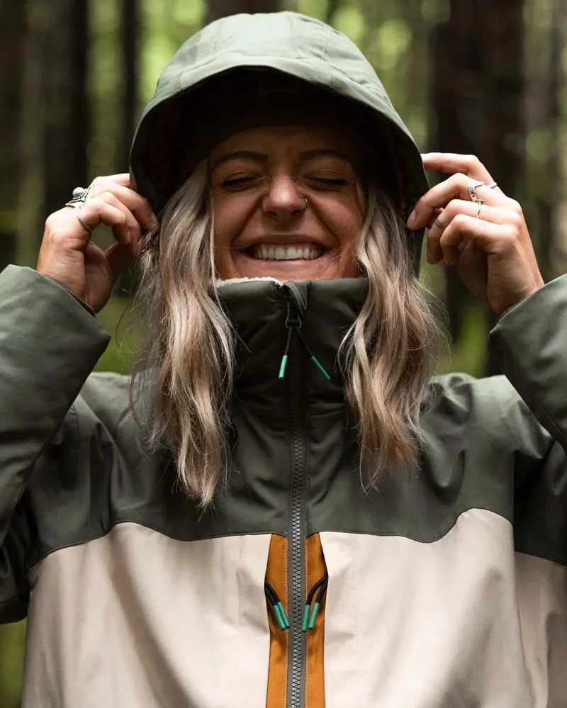 Passenger Womens Lumi Colour Block Parka in Dusty Ochre-3
