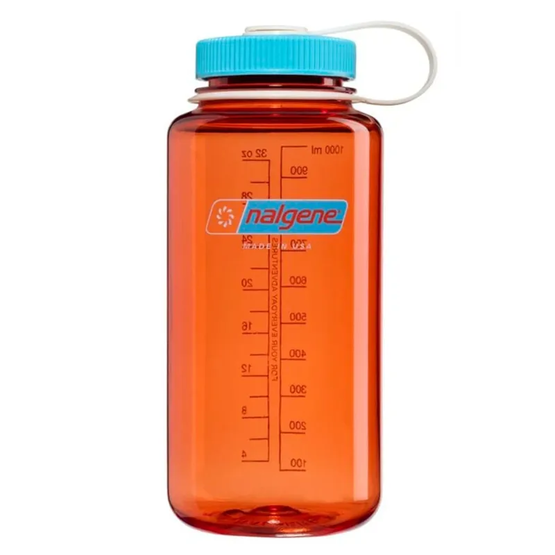 Nalgene Wide Mouth 1L Tritan Sustain in Flame / Blue Atoll Cap