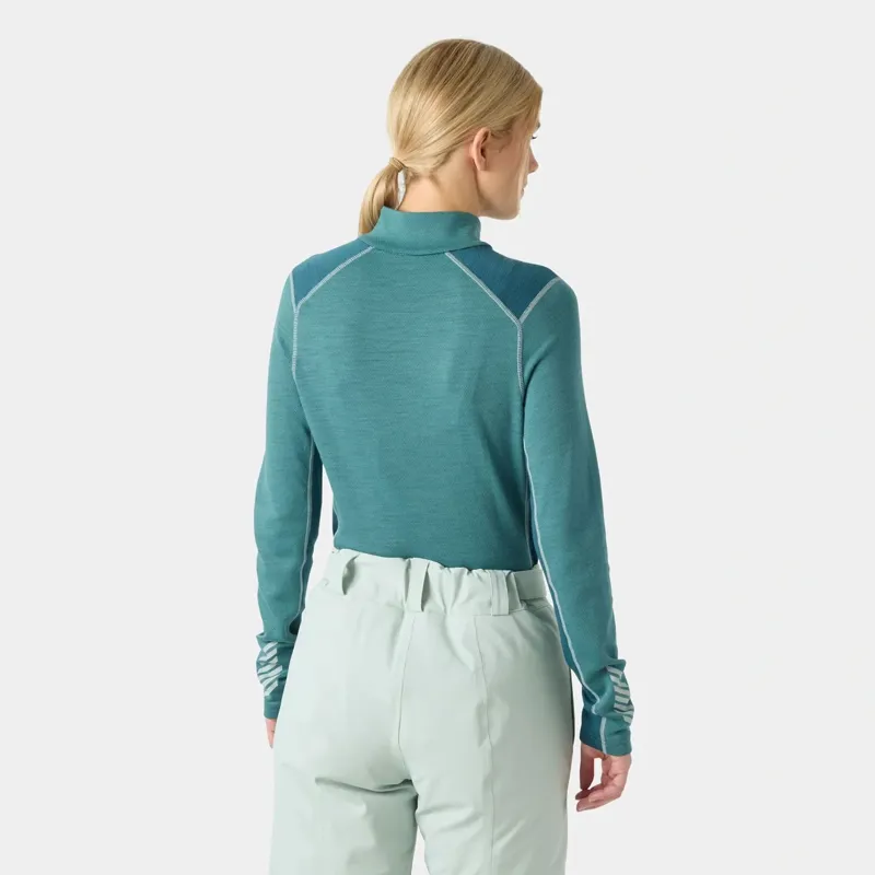 Helly Hansen Womens Lifa Merino Midweight 1/2 Zip Base Layer in Opal Green-3