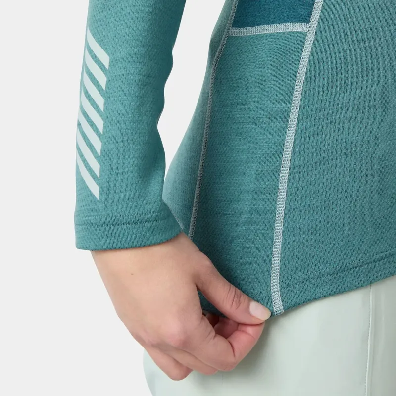 Helly Hansen Womens Lifa Merino Midweight 1/2 Zip Base Layer in Opal Green-2