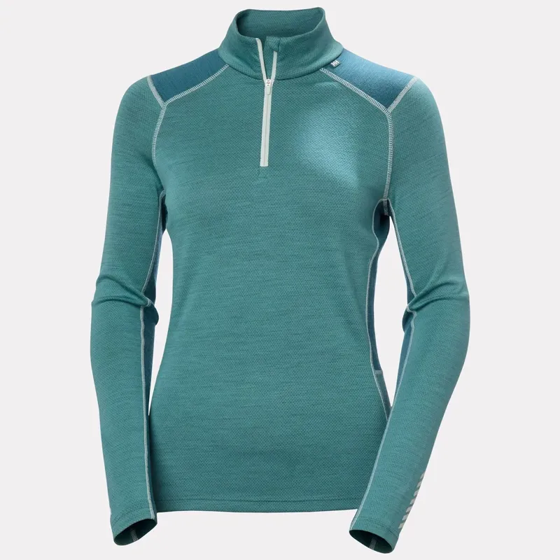 Helly Hansen Womens Lifa Merino Midweight 1/2 Zip Base Layer in Opal Green-4