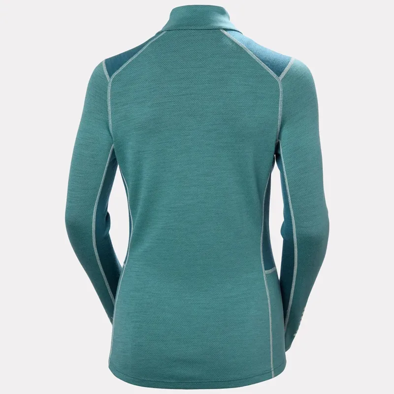 Helly Hansen Womens Lifa Merino Midweight 1/2 Zip Base Layer in Opal Green-5