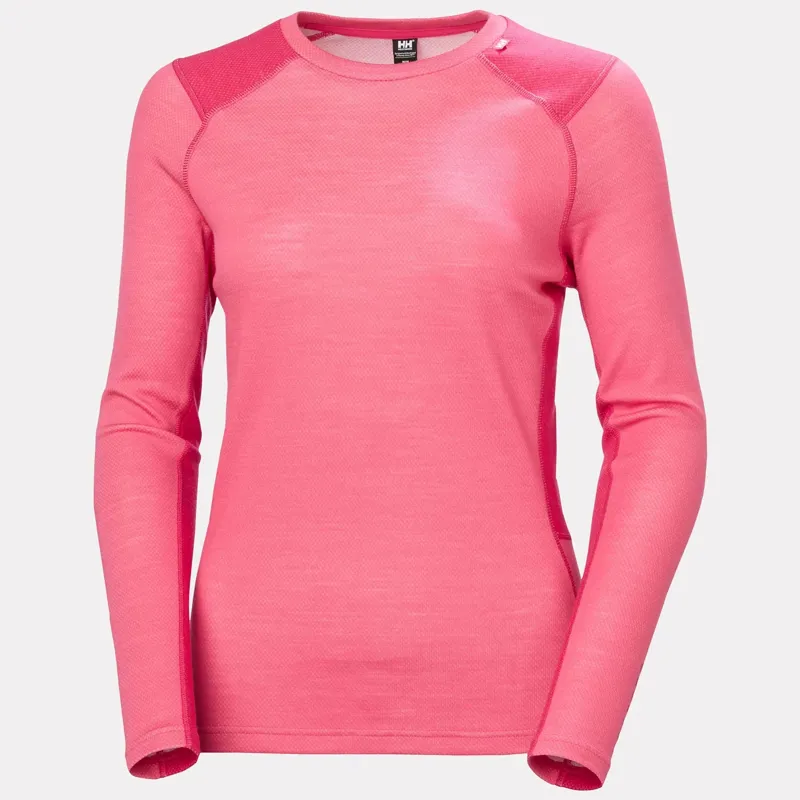 Helly Hansen Womens Lifa Merino Midweight Crew Base Layer in Hot Pink-1