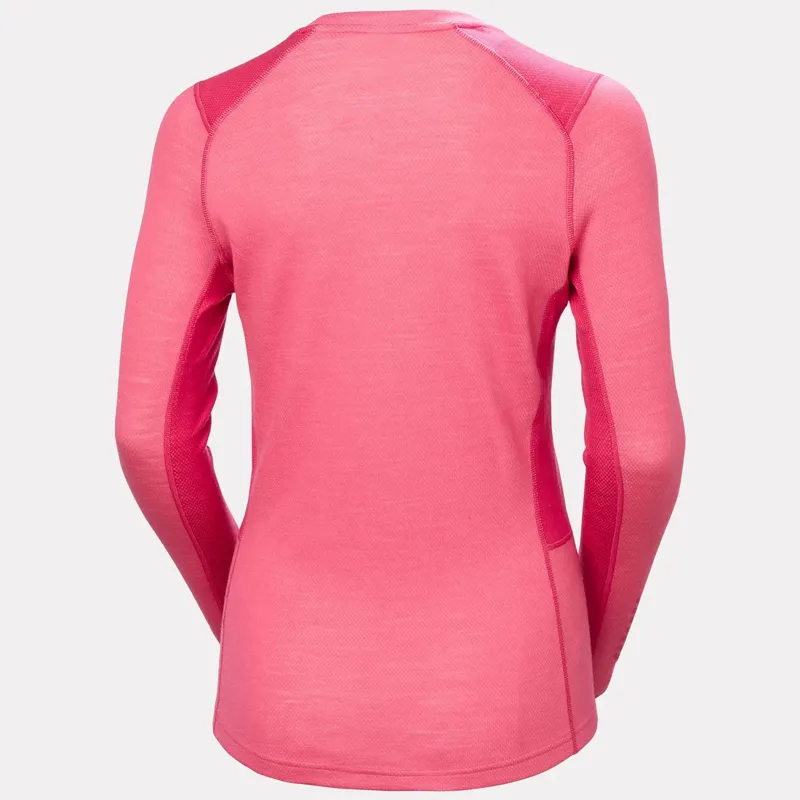 Helly Hansen Womens Lifa Merino Midweight Crew Base Layer in Hot Pink-2