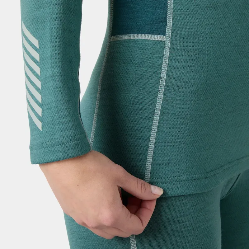 Helly Hansen Womens Lifa Merino Midweight Crew Base Layer in Opal Green-1
