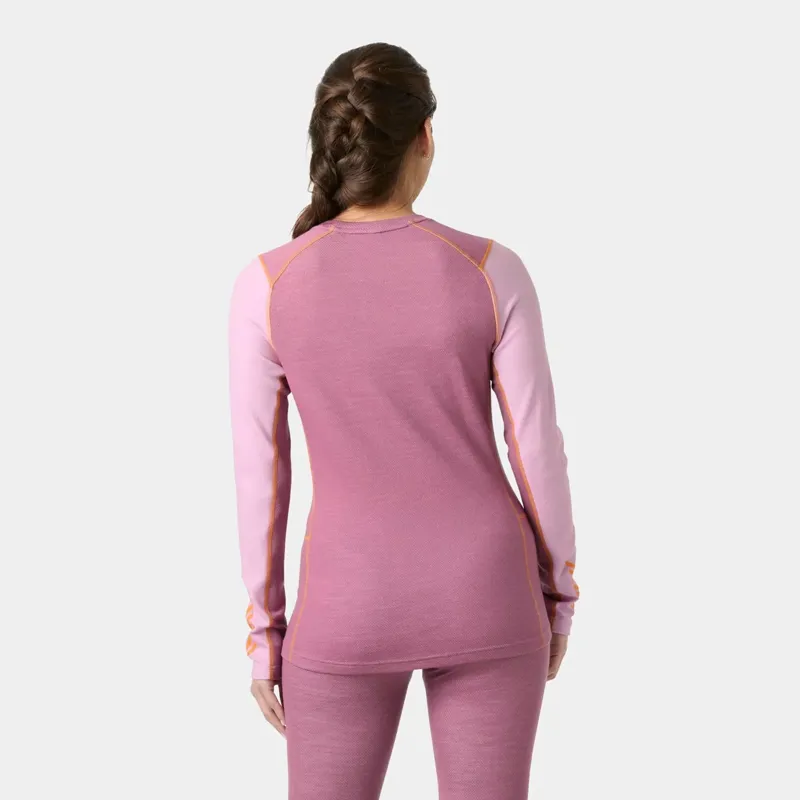 Helly Hansen Womens Lifa Merino Midweight Graphic Crew Base Layer in Cherry Blossom New Nordic-3