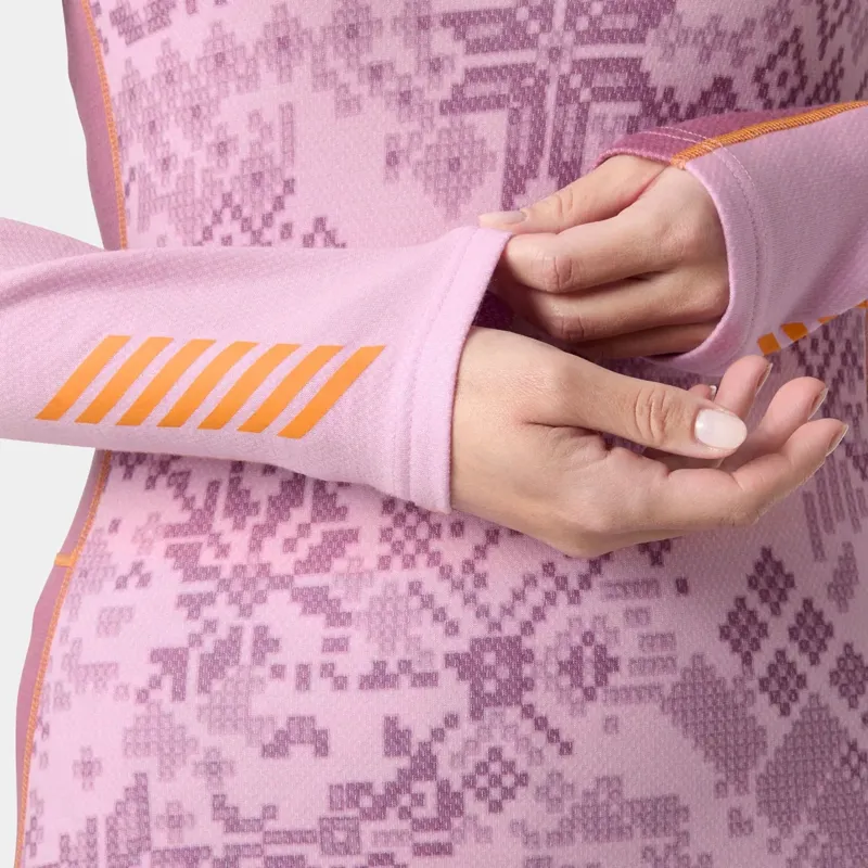 Helly Hansen Womens Lifa Merino Midweight Graphic Crew Base Layer in Cherry Blossom New Nordic-1