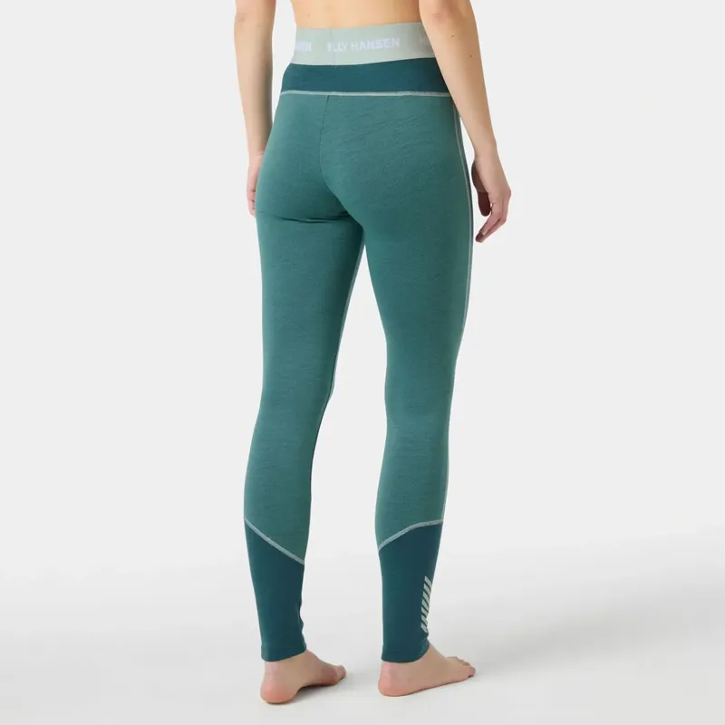Helly Hansen Womens Lifa Merino Midweight Base Layer Pants in Opal Green-1