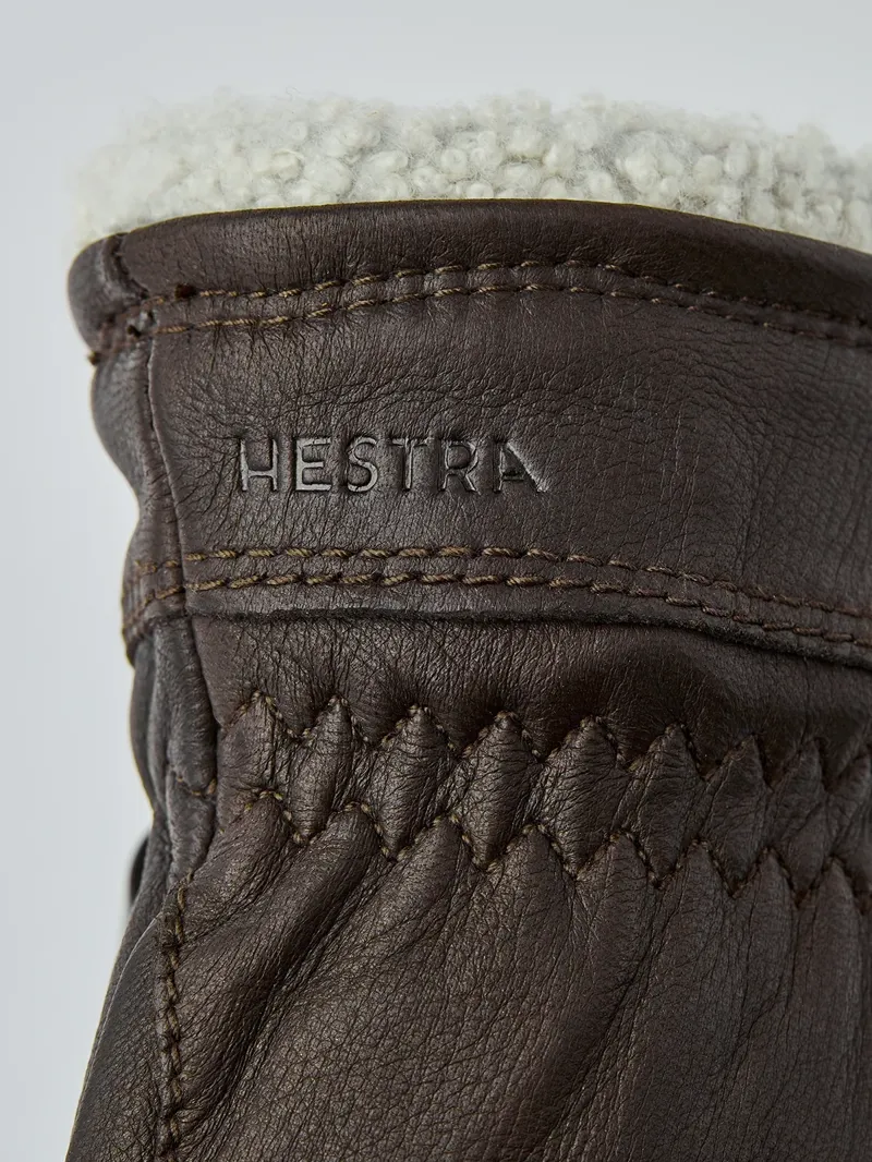 Hestra Buvika Deerskin Women's Gloves in Dark Brown-5