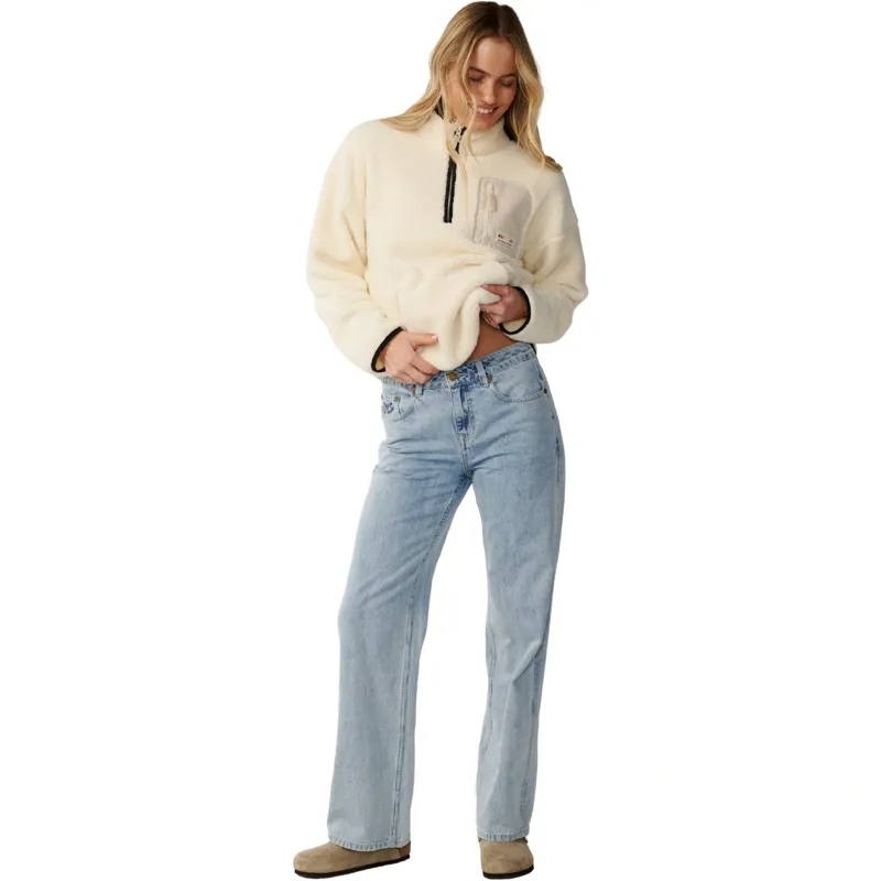 Rip Curl Womens Party Pack Polar Zip Through Fleece in Off White-4