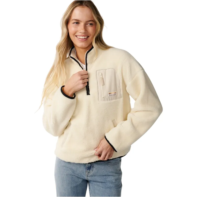 Rip Curl Womens Party Pack Polar Zip Through Fleece in Off White-3