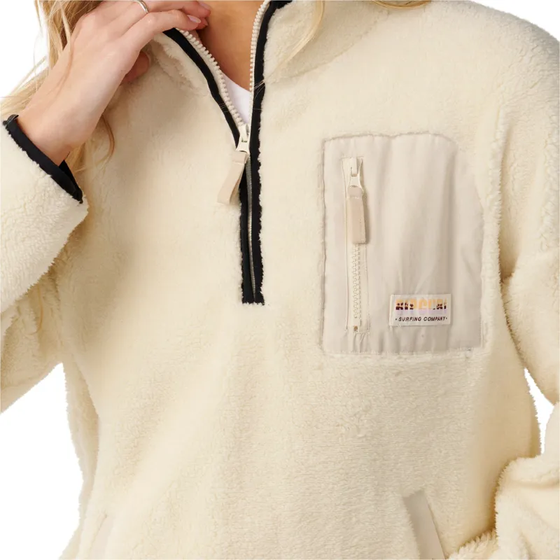 Rip Curl Womens Party Pack Polar Zip Through Fleece in Off White-2