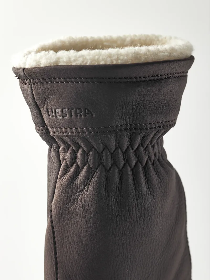 Hestra Buvika Deerskin Women's Gloves in Dark Brown-4