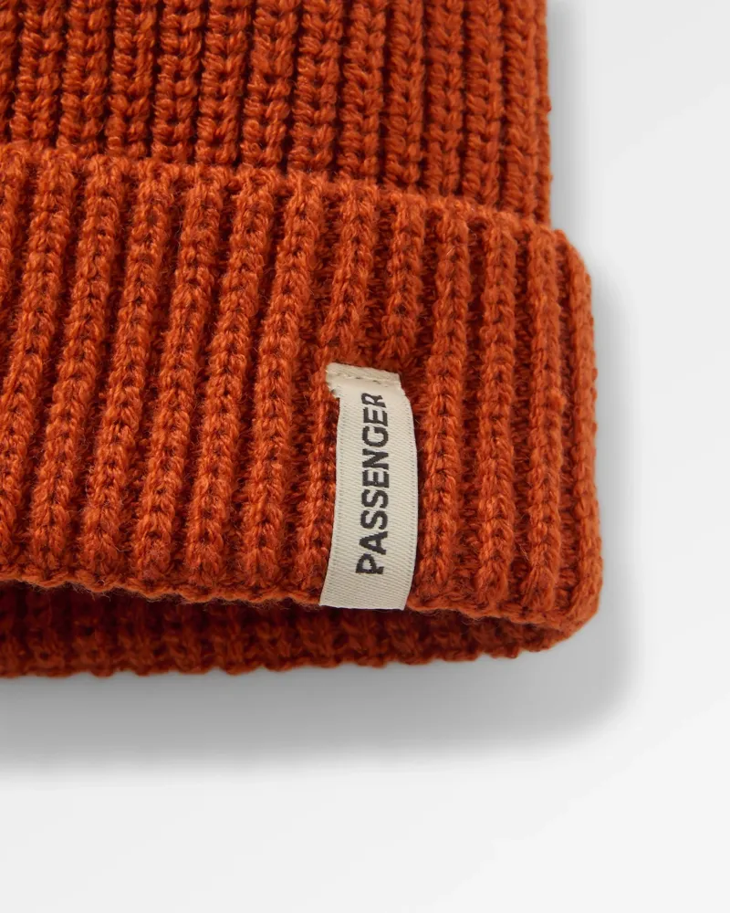 Passenger Compass Recycled Beanie in Dark Rust-1