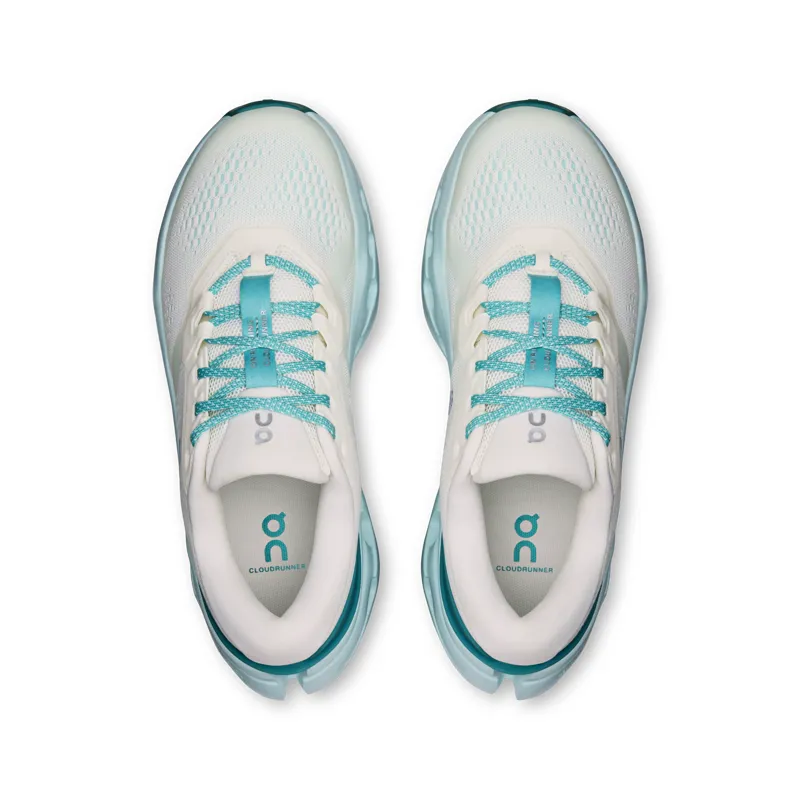 On Womens Cloudrunner 3 Running Shoes in Ivory / Aquamarine-3
