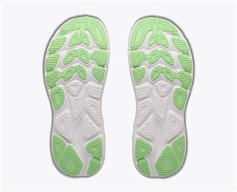 Hoka Women's Clifton 11 Wide Running Shoe in Frost/Neon Yuzu-3