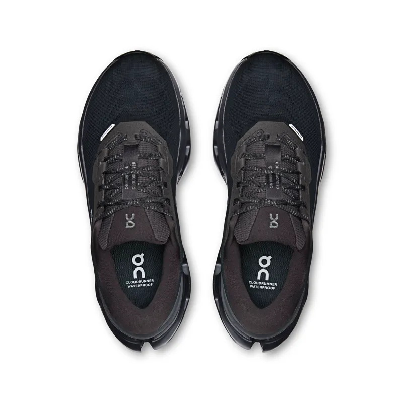 On Womens Cloudrunner 3 WP Running Shoes in Black / Black-2