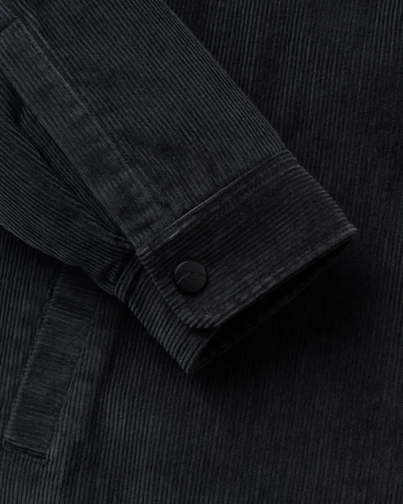 Passenger Mens Kodiak 3.0 Sherpa Lined Cord Overshirt in Faded Black-1