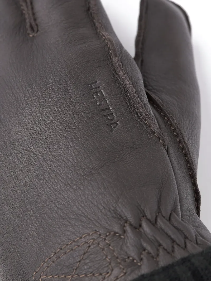 Hestra Deerskin Primaloft Rib Gloves in Dark Brown-1