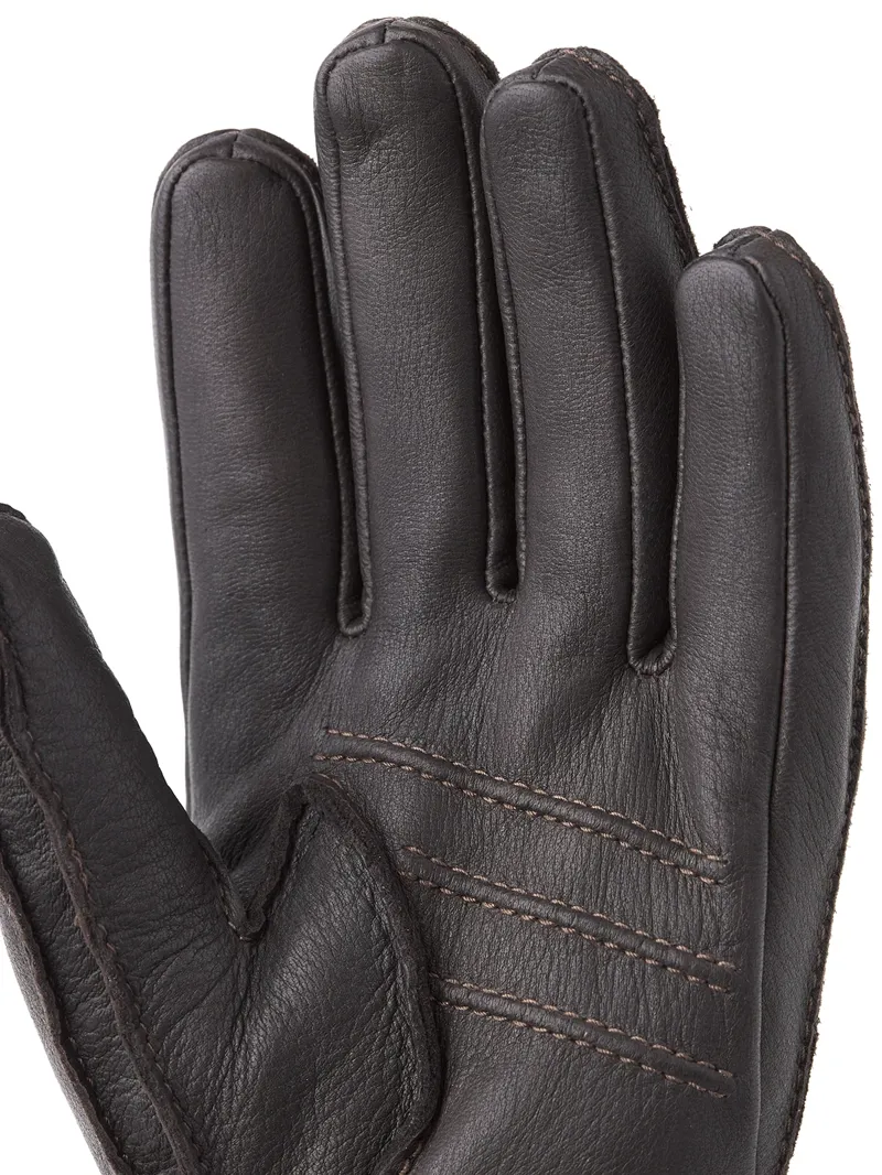 Hestra Deerskin Primaloft Rib Gloves in Dark Brown-2