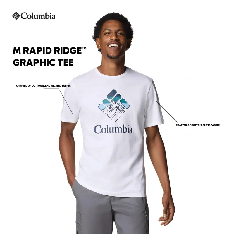 Columbia Mens Rapid Ridge Graphic Tee in Spray / Naturall-4