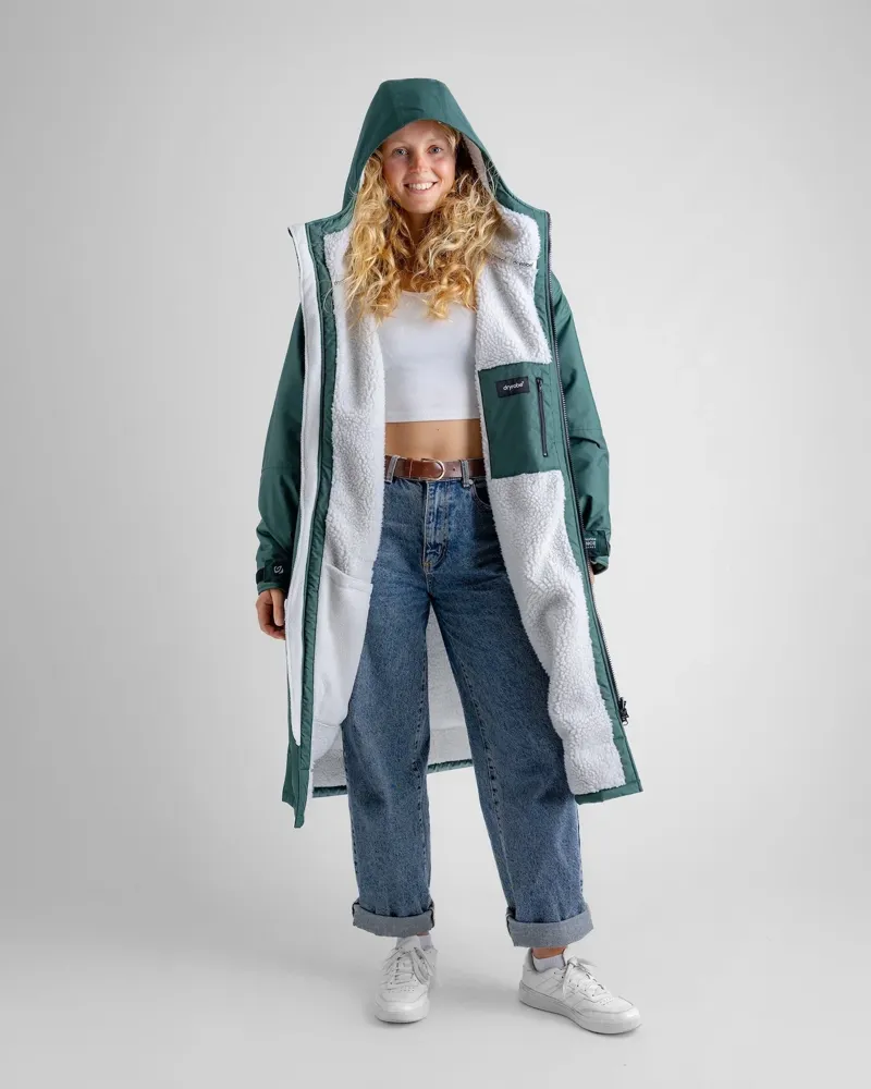 Dryrobe Adults Advance Long Sleeve Changing Robe in Dark Green / Nimbus Cloud-2