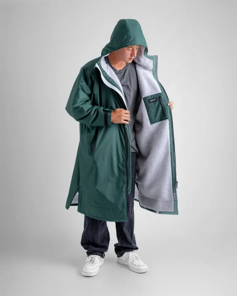 Dryrobe Adults Advance Long Sleeve Changing Robe in Dark Green / Nimbus Cloud-5