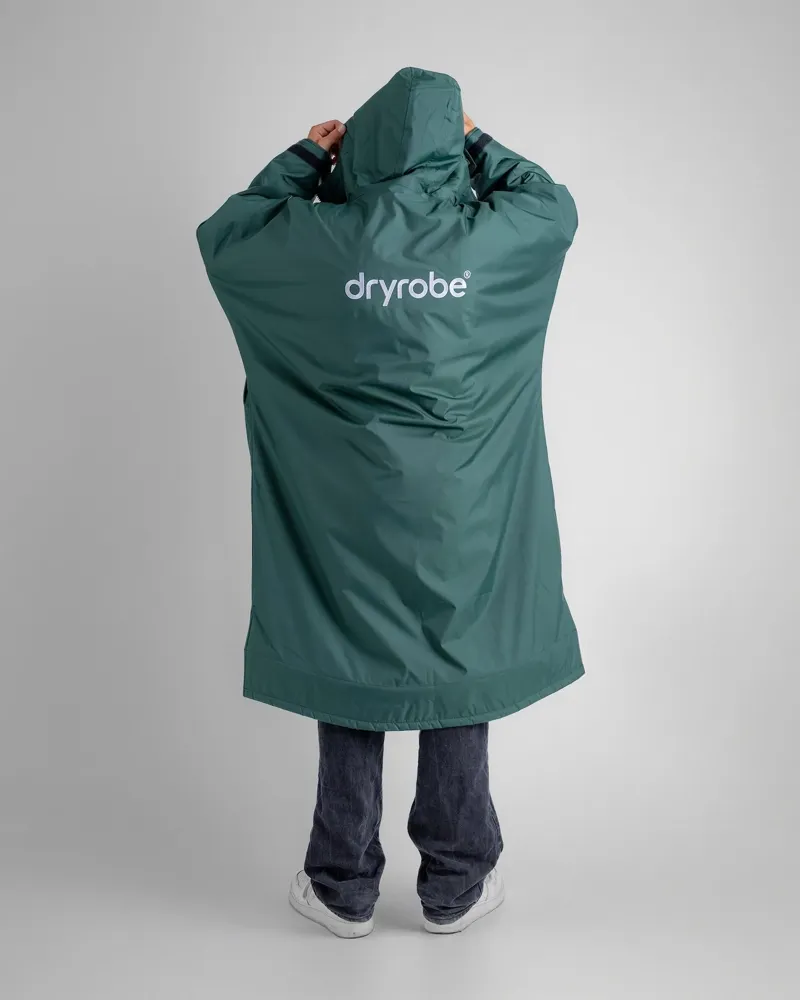 Dryrobe Adults Advance Long Sleeve Changing Robe in Dark Green / Nimbus Cloud-7
