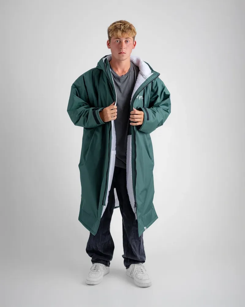 Dryrobe Adults Advance Long Sleeve Changing Robe in Dark Green / Nimbus Cloud-6