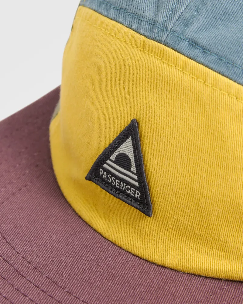 Passenger Fixie Organic 5 Panel Cap 2 in Dusty Ochre / Stormy Blue-2