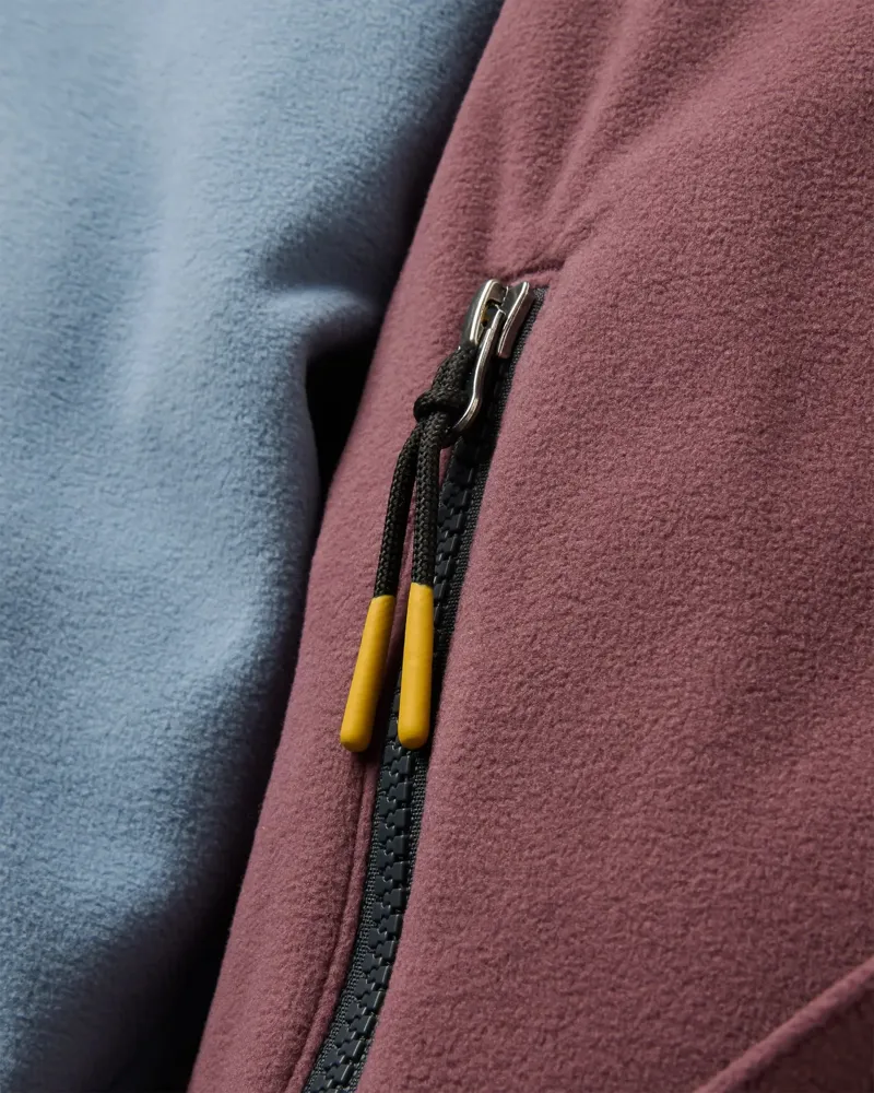 Passenger Mens Set Off Recycled Full Zip Polar Fleece in Brambleberry / Stormy Blue-3