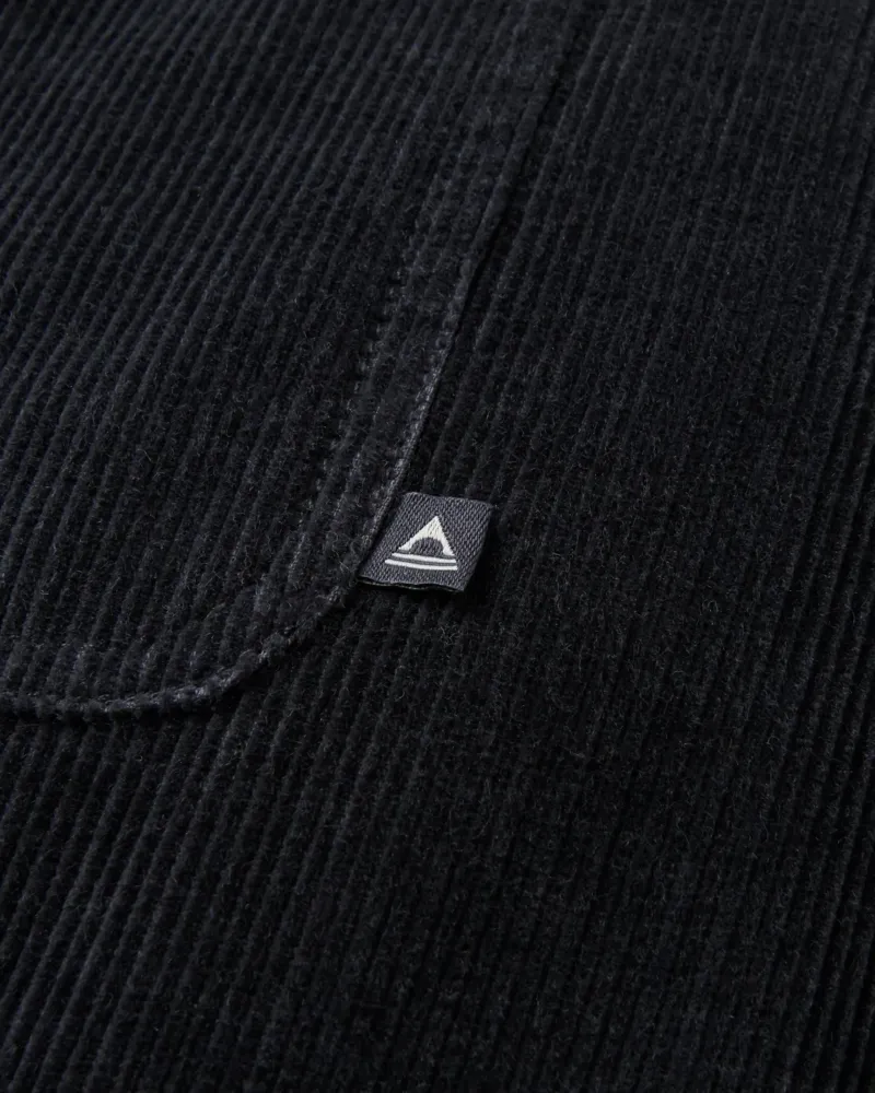 Passenger Mens Kodiak 3.0 Sherpa Lined Cord Overshirt in Faded Black-3