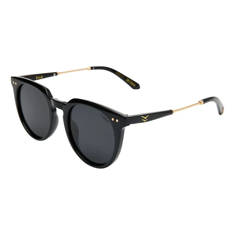I-Sea Womens Ella Sunglasses in Black with Smoke Lens-1