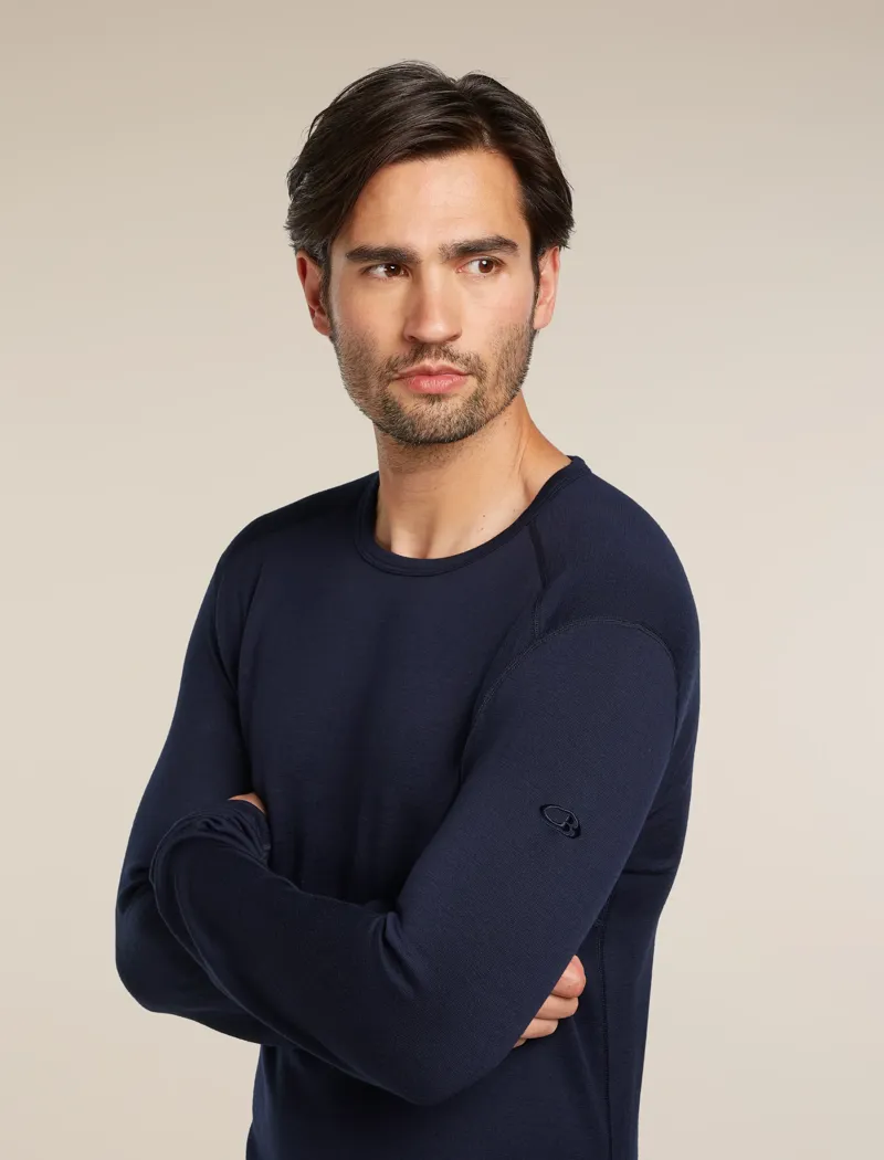 Icebreaker Mens 260 Tech Long Sleeve Crewe Top in Midnight Navy-4