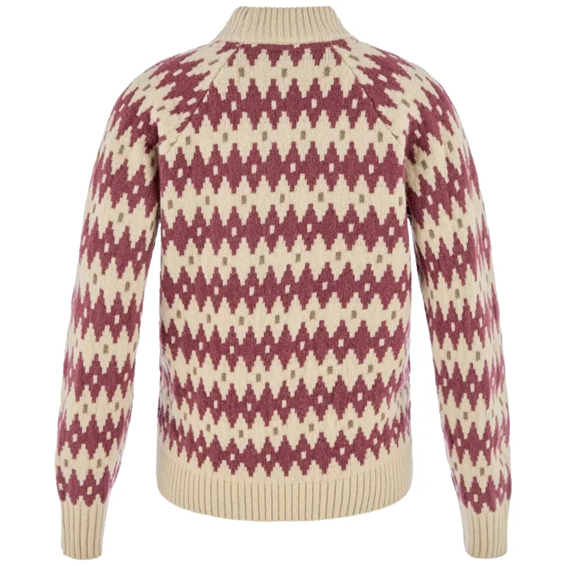 Fjallraven Womens Ovik Jacquard Knit Sweater in Light Beige / Mesa Purple-1