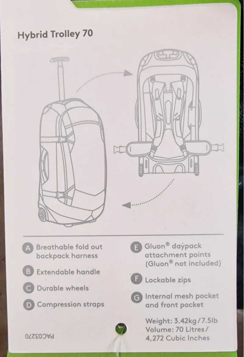 Kathmandu Hybrid Trolley V4 70L Bag in Deep Ocean-4