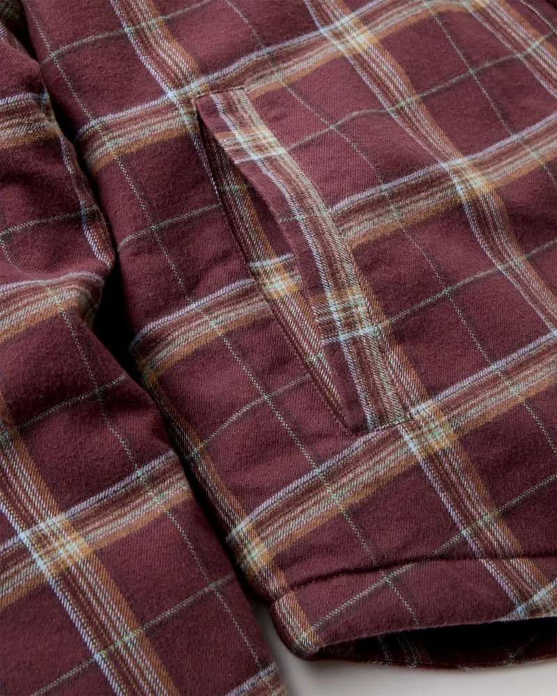 Passenger Mens Kodiak Sherpa Lined Overshirt in Brambleberry Check-1