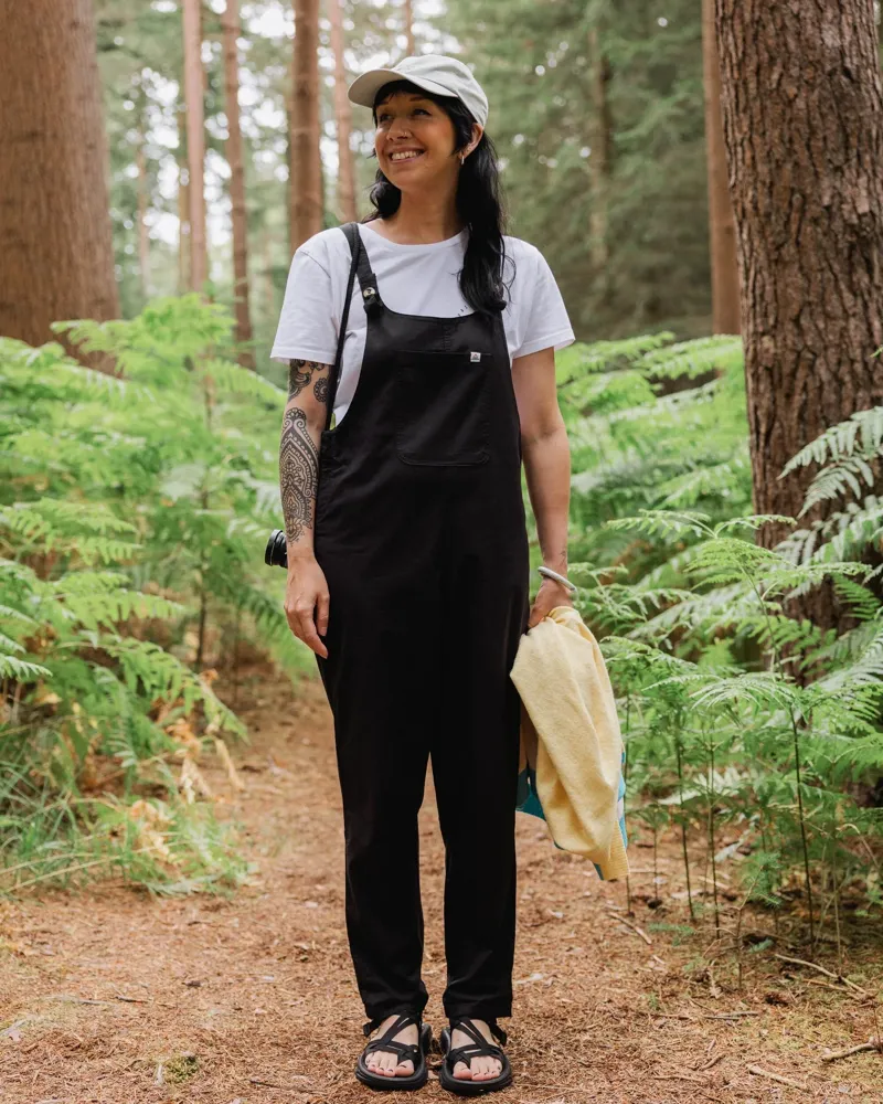 Passenger Womens Meadows 2 Organic Cotton Dungarees in Black-5