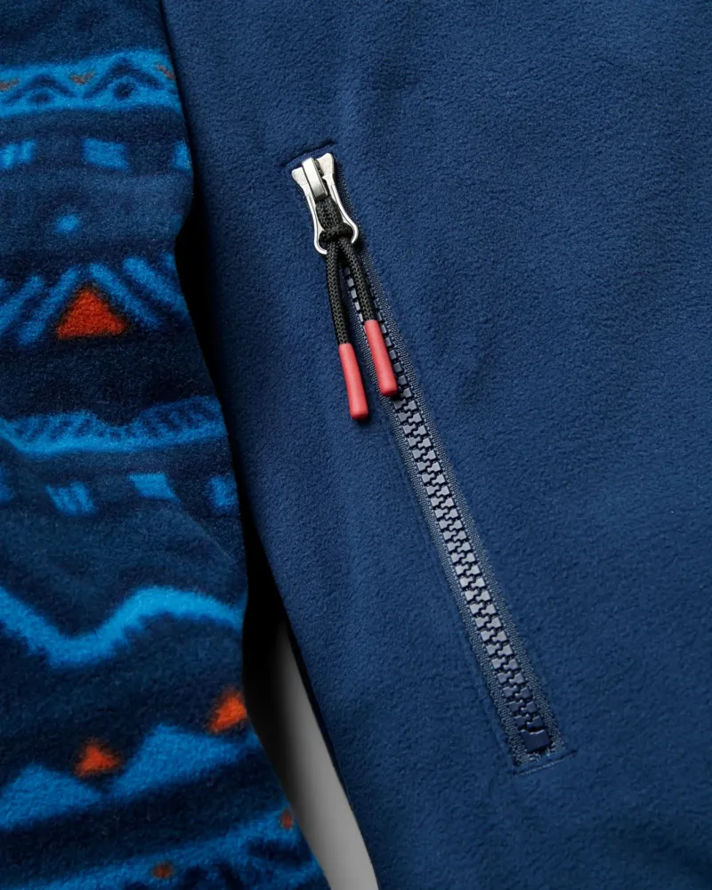 Passenger Mens Set Off Recycled Polar 1/2 Zip Fleece 2 in Mountain Geo Rich Navy-2