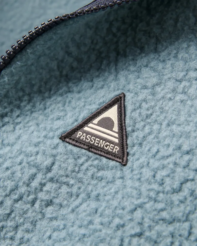 Passenger Womens Home Full Zip Recycled Sherpa Fleece in Slower Rhythms Stormy Blue-1