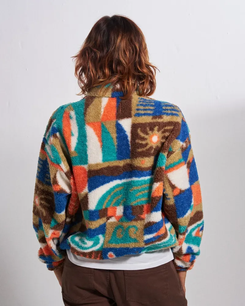 Passenger Womens Ravi Recycled Sherpa Fleece in Lost On Purpose Pacific Green-2