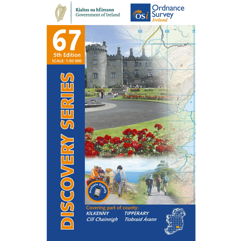 OSI Discovery Series Sheet 67 Kilkenny Tipperary Map 5th Edition 2021 in Blue