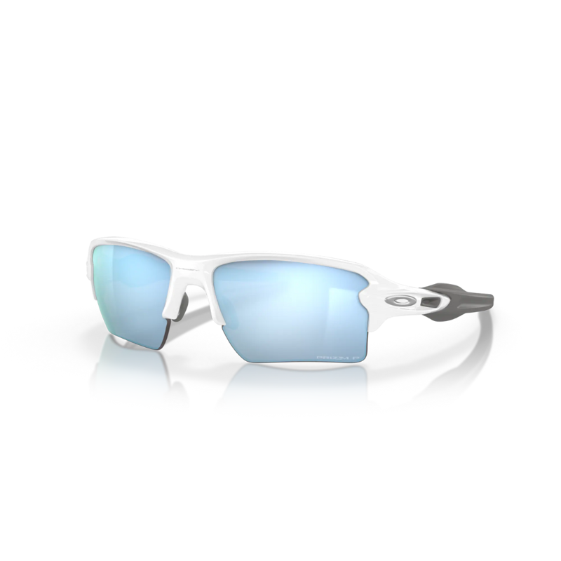 Oakley Flak 2.0 XL in Polished White Frame / Prizm Deep Water Polarized Lenses-2