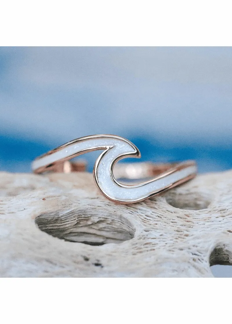 Pura Vida Enameled Wave Ring in Rose Gold-1