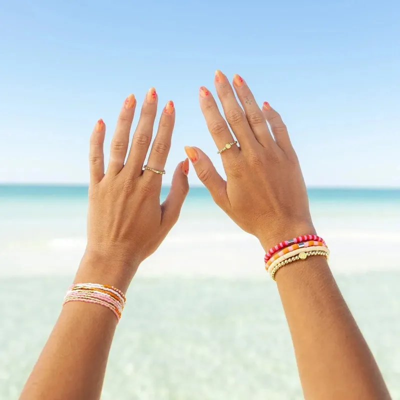 Pura Vida Faceted Bead Stretch Ring in Gold-6