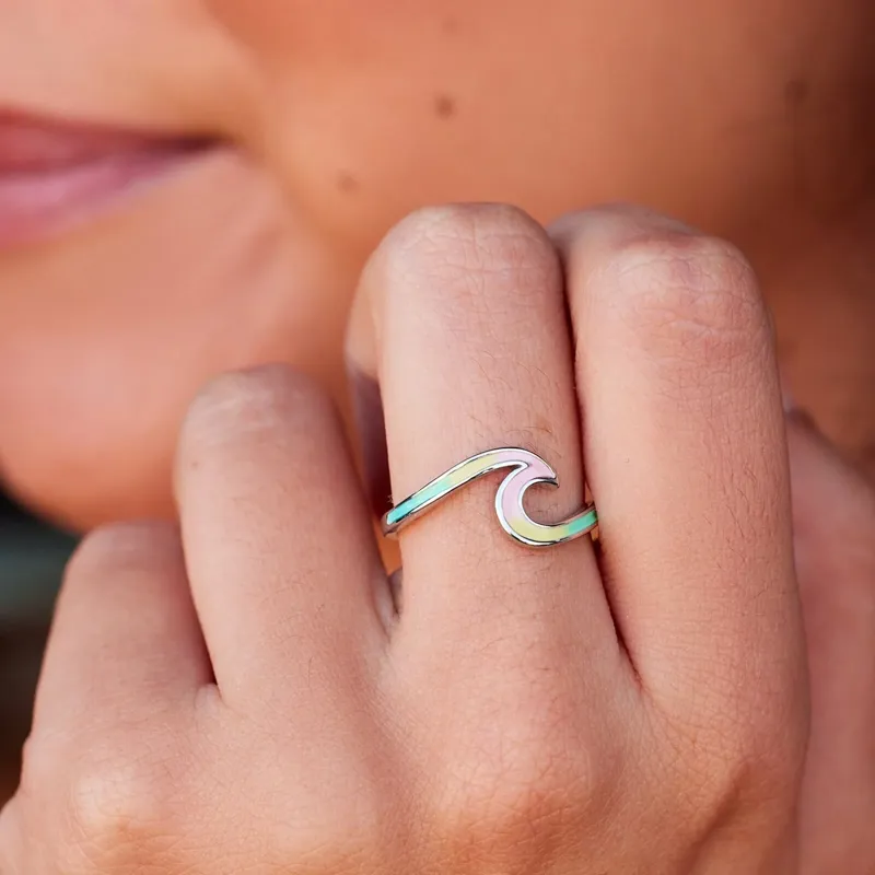Pura Vida Tie-Dye Wave Ring in Silver-3