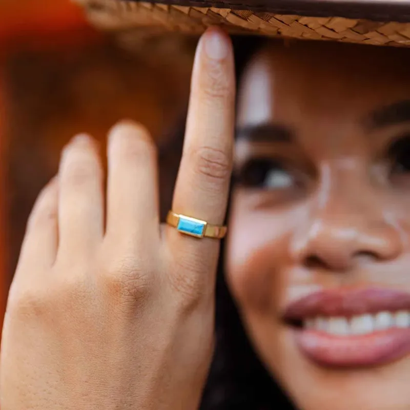 Pura Vida Tulum Turquoise Ring in Gold-4