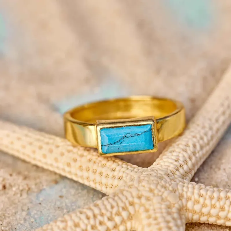 Pura Vida Tulum Turquoise Ring in Gold-2