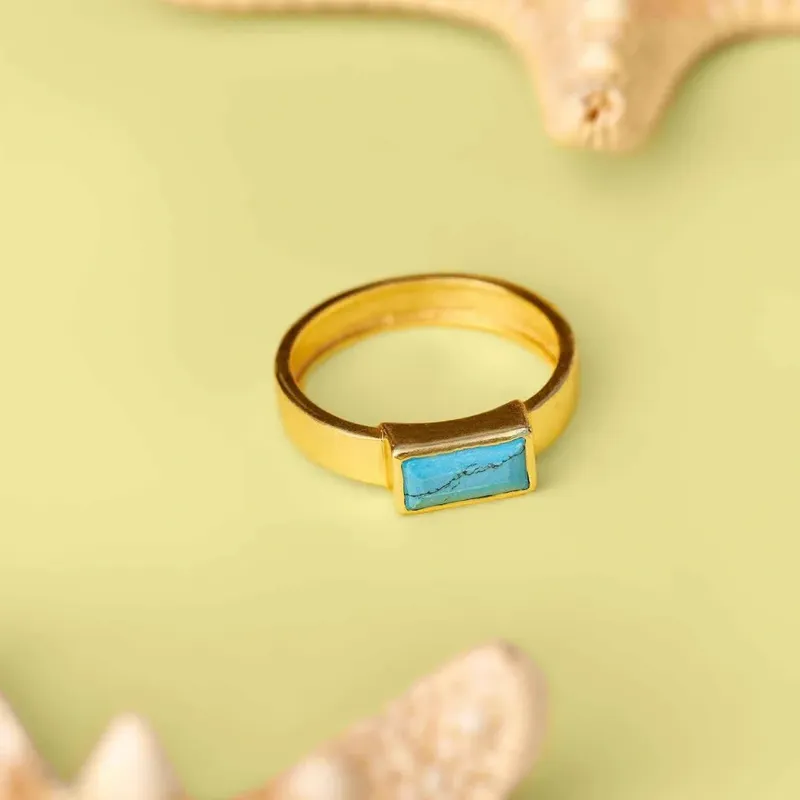 Pura Vida Tulum Turquoise Ring in Gold-1
