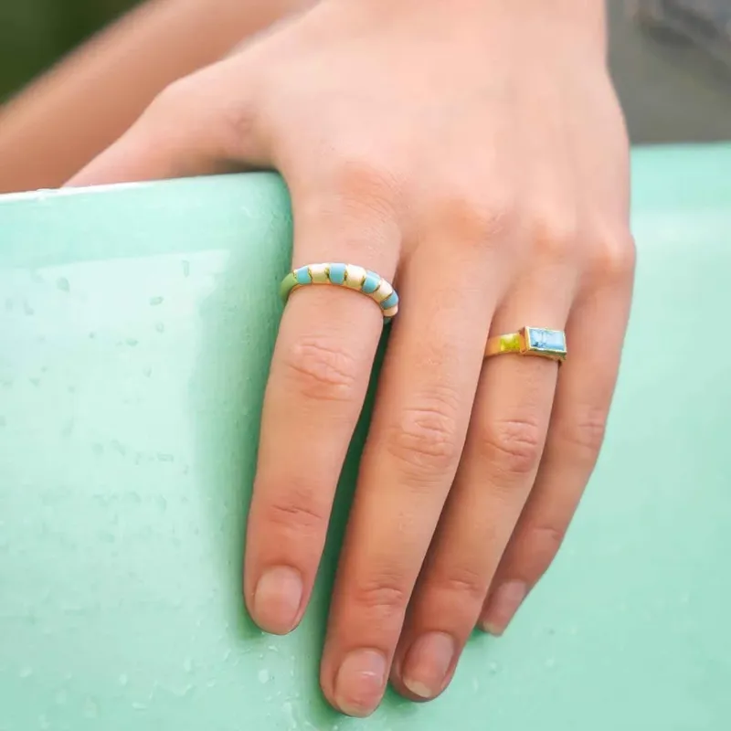 Pura Vida Tulum Turquoise Ring in Gold-5